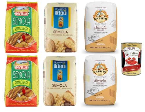 Testpaket Semola Rimacinata, Divella De Cecco Caputo Hartweizenmehl für Pasta & Pizza 6x 1kg + Italian Gourmet polpa 400g Testpaket Semola Rimacinata, Divella De Cecco Caputo Hartweizenmehl für Pasta & Pizza 6x 1kg + Italian Gourmet polpa 400g von Italian Gourmet E.R.