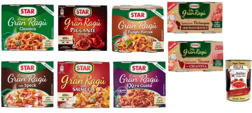 Testpaket Star ragù sughi pronti Fertige Saucen 8x (2x180g) 100% Italienisch + Italian gourmet polpa 400g von Italian Gourmet E.R.