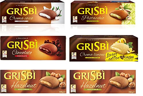 Testpaket Vicenzi Grisbi Cocco Nocciola Cioccolato Pistacchio Limone 6x 150g Kekse creme cookies kuchen riegel von Italian Gourmet E.R.