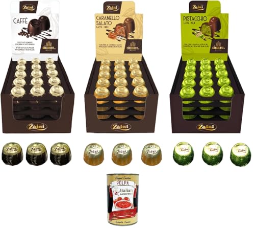 Testpaket ZAINI Dunkle Schokoladenpralinen mit Espresso-Kaffeecreme,Sahne und Pistazienbröseln,Milchschokolade mit gesalzener Karamellcreme+ Italian gourmet polpa 400g Testpaket ZAINI Dunkle Schokoladenpralinen mit Espresso-Kaffeecreme,Sahne und Pistazienbröseln,Milchschokolade mit gesalzener Karamellcreme+ Italian gourmet polpa 400g von Italian Gourmet E.R.
