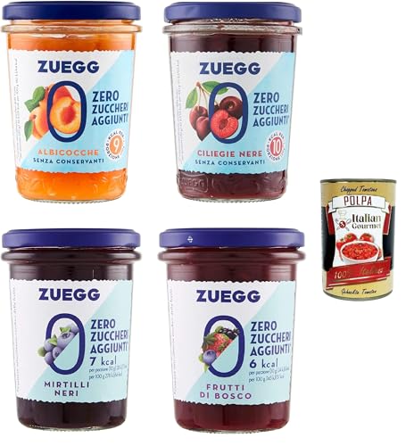 Testpaket Zuegg zero zuccheri marmelade jam Zuckerfrei 4x 220g + Italian Gourmet Polpa 400g von Italian Gourmet E.R.