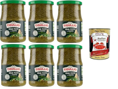 Tigullio GranPesto Alla Genovese, 100% italienisches Basilikum, glutenfrei und ohne Zusatz von Konservierungsstoffen 6x500gr + Italian Gourmet polpa 400g Tigullio GranPesto Alla Genovese, 100% italienisches Basilikum, glutenfrei und ohne Zusatz von Konservierungsstoffen 6x500gr + Italian Gourmet polpa 400g von Italian Gourmet E.R.