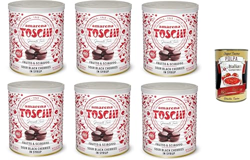 Toschi Amarena kandierte Bonbons in Sirup (50% Frucht und 50% Sirup) zum Dekorieren von Eis und Desserts 6x1 kg + Italian Gourmet polpa 400g von Italian Gourmet E.R.