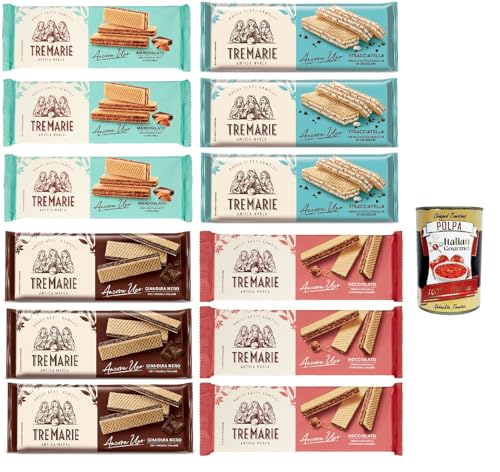 Tre Marie Ancora Uno Testpaket, Wafer Waffeln gefüllt mit Creme und Haselnuss, Stracciatella, Mandel und Gianduia 12x 140g + Italian gourmet polpa 400g Tre Marie Ancora Uno Testpaket, Wafer Waffeln gefüllt mit Creme und Haselnuss, Stracciatella, Mandel und Gianduia 12x 140g + Italian gourmet polpa 400g von Italian Gourmet E.R.