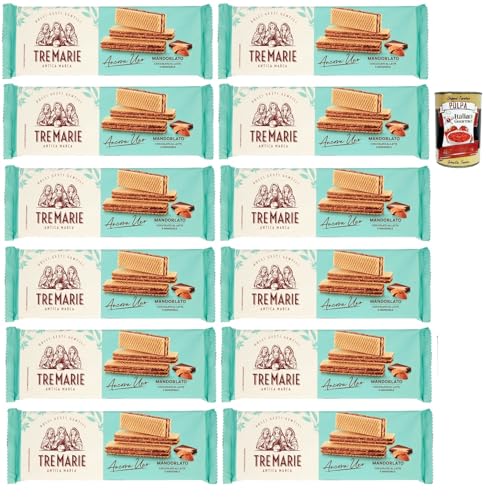 Tre Marie Ancora Uno Wafer Mandorlato Waffeln gefüllt mit Milchschokolade Creme und gehackten Mandeln 12x 140g + Italian gourmet polpa 400g Tre Marie Ancora Uno Wafer Mandorlato Waffeln gefüllt mit Milchschokolade Creme und gehackten Mandeln 12x 140g + Italian gourmet polpa 400g von Italian Gourmet E.R.