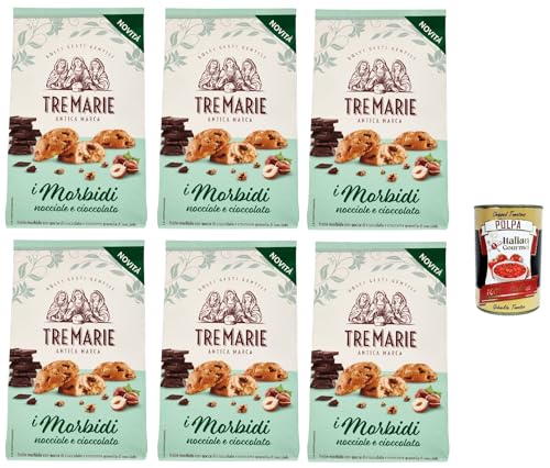 Tre Marie Biscotti i Morbidi Nocciole e Cioccolato, Kekse mit Schokoladentropfen und knackigen Haselnusskörnern 6x 300g + Italian Gourmet Polpa di Pomodoro 400g Tre Marie Biscotti i Morbidi Nocciole e Cioccolato, Kekse mit Schokoladentropfen und knackigen Haselnusskörnern 6x 300g + Italian Gourmet Polpa di Pomodoro 400g von Italian Gourmet E.R.