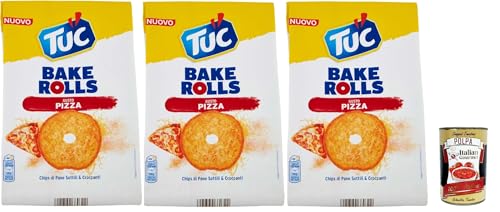 Tuc Bake Rolls, Chips di Pane Sottile e Croccante gusto PIzza, Im Ofen gebackene, dünne und knusprige PIzza Brotchips 3x 150 g + Italian Gourmet polpa 400g Tuc Bake Rolls, Chips di Pane Sottile e Croccante gusto PIzza, Im Ofen gebackene, dünne und knusprige PIzza Brotchips 3x 150 g + Italian Gourmet polpa 400g von Italian Gourmet E.R.