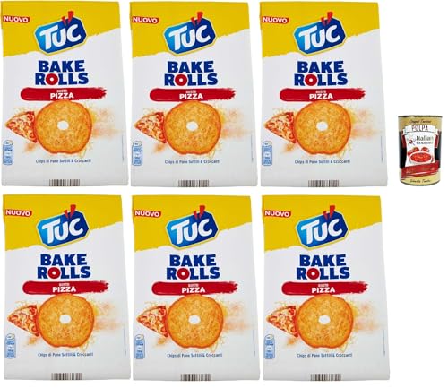 Tuc Bake Rolls, Chips di Pane Sottile e Croccante gusto PIzza, Im Ofen gebackene, dünne und knusprige PIzza Brotchips 6x 150 g + Italian Gourmet polpa 400g Tuc Bake Rolls, Chips di Pane Sottile e Croccante gusto PIzza, Im Ofen gebackene, dünne und knusprige PIzza Brotchips 6x 150 g + Italian Gourmet polpa 400g von Italian Gourmet E.R.