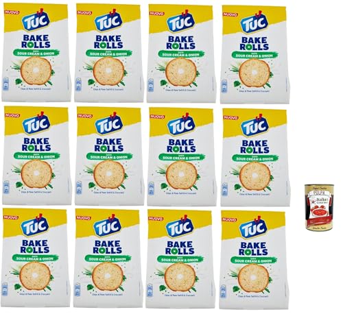 Tuc Bake Rolls, Chips di Pane Sottile e Croccante gusto Sour Cream & Onion, Im Ofen gebackene, dünne und knusprige Sauerrahm und Zwiebel Brotchips 12x 150 g + Italian Gourmet polpa 400g Tuc Bake Rolls, Chips di Pane Sottile e Croccante gusto Sour Cream & Onion, Im Ofen gebackene, dünne und knusprige Sauerrahm und Zwiebel Brotchips 12x 150 g + Italian Gourmet polpa 400g von Italian Gourmet E.R.
