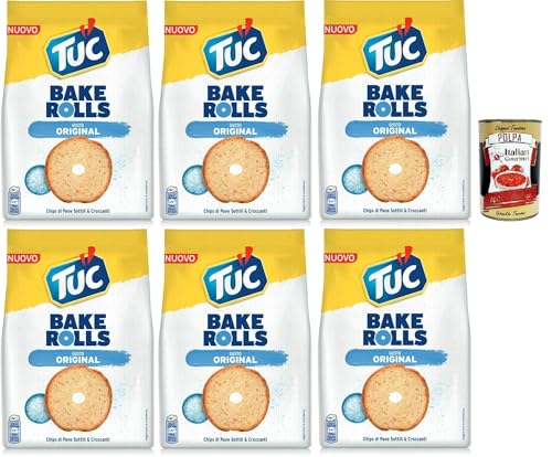 Tuc Bake Rolls, Chips di Pane Sottile e Croccante gusto sale, Im Ofen gebackene, dünne und knusprige Brotchips 6x 150 g + Italian Gourmet polpa 400g Tuc Bake Rolls, Chips di Pane Sottile e Croccante gusto sale, Im Ofen gebackene, dünne und knusprige Brotchips 6x 150 g + Italian Gourmet polpa 400g von Italian Gourmet E.R.