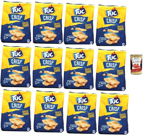 Tuc Crisp, Gusto Original, Knuspriges Blätterteiggebäck auf der Basis von im Ofen gegarten Kartoffeln chips mit 100% italienischem Weizen, 12x 100 g + Italian Gourmet polpa 400g Tuc Crisp, Gusto Original, Knuspriges Blätterteiggebäck auf der Basis von im Ofen gegarten Kartoffeln chips mit 100% italienischem Weizen, 12x 100 g + Italian Gourmet polpa 400g von Italian Gourmet E.R.