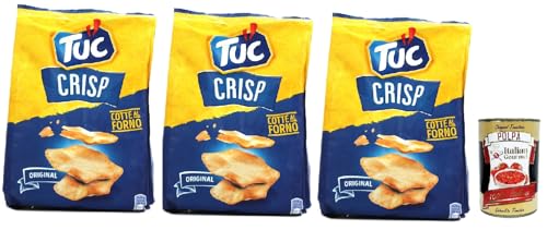 Tuc Crisp, Gusto Original, Knuspriges Blätterteiggebäck auf der Basis von im Ofen gegarten Kartoffeln chips mit 100% italienischem Weizen, 3x 100 g + Italian Gourmet polpa 400g Tuc Crisp, Gusto Original, Knuspriges Blätterteiggebäck auf der Basis von im Ofen gegarten Kartoffeln chips mit 100% italienischem Weizen, 3x 100 g + Italian Gourmet polpa 400g von Italian Gourmet E.R.