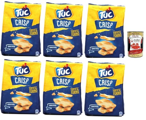 Tuc Crisp, Gusto Original, Knuspriges Blätterteiggebäck auf der Basis von im Ofen gegarten Kartoffeln chips mit 100% italienischem Weizen, 6x 100 g + Italian Gourmet polpa 400g Tuc Crisp, Gusto Original, Knuspriges Blätterteiggebäck auf der Basis von im Ofen gegarten Kartoffeln chips mit 100% italienischem Weizen, 6x 100 g + Italian Gourmet polpa 400g von Italian Gourmet E.R.