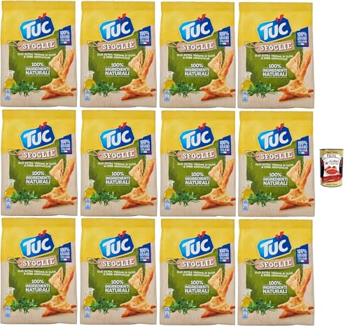 Tuc Sfoglie, Extra natives Olivenöl und aromatische Kräuter, dünne und knusprige Dreiecke, im Ofen gegart, 12x 170g + Italian Gourmet polpa 400g Tuc Sfoglie, Extra natives Olivenöl und aromatische Kräuter, dünne und knusprige Dreiecke, im Ofen gegart, 12x 170g + Italian Gourmet polpa 400g von Italian Gourmet E.R.