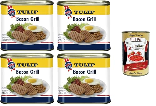Tulip Bacon Grill Schweinefleischkonserven mit Speckgeschmack 4x 250gr + Italian Gourmet Polpa 400g Tulip Bacon Grill Schweinefleischkonserven mit Speckgeschmack 4x 250gr + Italian Gourmet Polpa 400g von Italian Gourmet E.R.