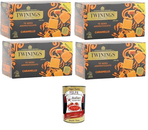Tè Nero Aromatizzato al Caramello, Schwarztee mit Karamellgeschmack,Packung mit 25 Filtern 4x50gr +Italian Gourmet polpa 400g Tè Nero Aromatizzato al Caramello, Schwarztee mit Karamellgeschmack,Packung mit 25 Filtern 4x50gr +Italian Gourmet polpa 400g von Italian Gourmet E.R.
