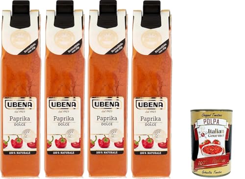 UBENA, Paprika Dolce,Paprika edelsüß, Gewürz für Soßen, Hartkäse und Gemüse, 4x25g Beutel im Clipformat + Italian Gourmet polpa 400g UBENA, Paprika Dolce,Paprika edelsüß, Gewürz für Soßen, Hartkäse und Gemüse, 4x25g Beutel im Clipformat + Italian Gourmet polpa 400g von Italian Gourmet E.R.