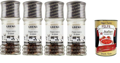 UBENA, Pepe Nero in Grani,Schwarze Pfefferkörner, 4x 40g Grinder Cap Format,+ Italian Gourmet polpa 400g UBENA, Pepe Nero in Grani,Schwarze Pfefferkörner, 4x 40g Grinder Cap Format,+ Italian Gourmet polpa 400g von Italian Gourmet E.R.
