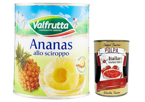 Valfrutta Ananas allo Sciroppo,Obst in Sirup,Dose 836g + Italian Gourmet Polpa di Pomodoro 400g Dose von Italian Gourmet E.R.