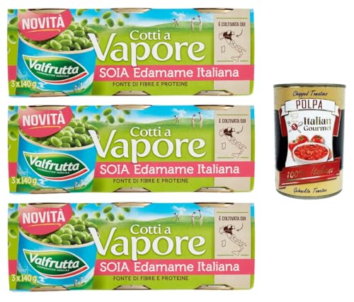 Valfrutta Cotti a Vapore Soia Edamame Italiana gedämpfte italienische Edamame-Soja 3 Packungen 3x140gr+ Italian Gourmet polpa 400g Valfrutta Cotti a Vapore Soia Edamame Italiana gedämpfte italienische Edamame-Soja 3 Packungen 3x140gr+ Italian Gourmet polpa 400g von Italian Gourmet E.R.