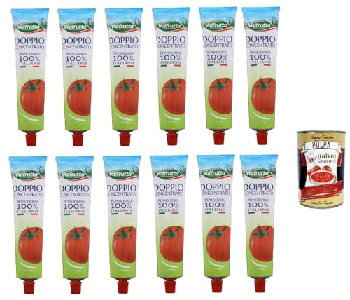 Valfrutta Doppio Concentrato Di Pomodoro, Doppeltes Tomatenkonzentrat,100% Italienische Tomaten, 12x 130g Tube + Italian Gourmet polpa 400g Valfrutta Doppio Concentrato Di Pomodoro, Doppeltes Tomatenkonzentrat,100% Italienische Tomaten, 12x 130g Tube + Italian Gourmet polpa 400g von Italian Gourmet E.R.
