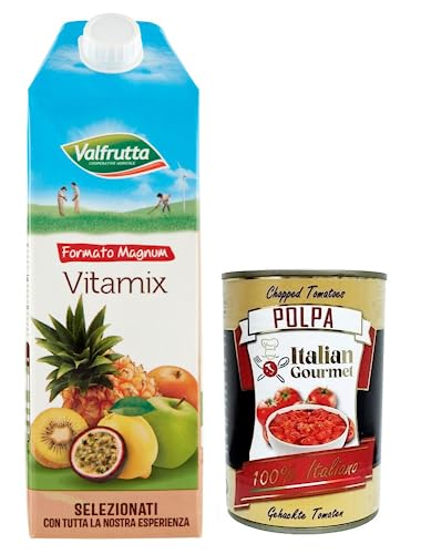 Valfrutta Succo Vitamix,Alkoholfreies Erfrischungsgetränk auf Basis von Fruchtsäften mit Vitaminen 1500ml Tetra-Pack + Italian Gourmet Polpa di Pomodoro 400g Dose von Italian Gourmet E.R.