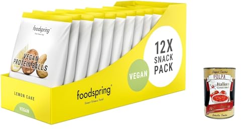 Vegan Protein Balls Lemon cake, Ein süßer veganer Snack immer dabei 12x40g + Italian Gourmet polpa 400g von Italian Gourmet E.R.