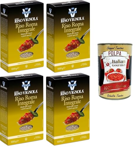 Vignola Riso Roma Integrale Vollkorn-Roma-Reis ideal für Risottos und besondere Gerichte 4x1kg+ Italian gourmet polpa 400g Vignola Riso Roma Integrale Vollkorn-Roma-Reis ideal für Risottos und besondere Gerichte 4x1kg+ Italian gourmet polpa 400g von Italian Gourmet E.R.