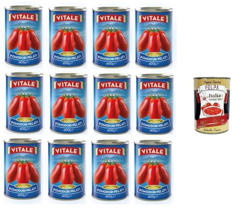 Vitale Pomodori pelati Geschälte Tomaten 12x 400gr + Italian Gourmet Polpa 400g Vitale Pomodori pelati Geschälte Tomaten 12x 400gr + Italian Gourmet Polpa 400g von Italian Gourmet E.R.