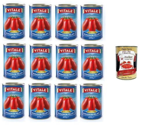 Vitale Pomodori pelati Geschälte Tomaten 12x 400gr + Italian Gourmet Polpa 400g von Italian Gourmet E.R.