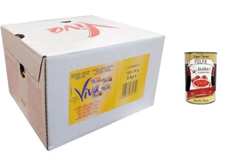Viva Confettura Assortita monodose Pesca, Fragola, Ciliagia e Albicocca Verschiedene Einzeldosis-Konfitüren aus Pfirsich, Erdbeere, Kirsche und Aprikose, 120 x 25 g + Italian Gourmet polpa 400g Viva Confettura Assortita monodose Pesca, Fragola, Ciliagia e Albicocca Verschiedene Einzeldosis-Konfitüren aus Pfirsich, Erdbeere, Kirsche und Aprikose, 120 x 25 g + Italian Gourmet polpa 400g von Italian Gourmet E.R.