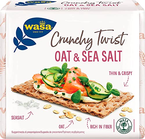 Wasa Crunchy Twist Oat & Sea Salt, Vollkorncracker Cracker mit Hafervollkornmehl, Haferflocken und Meersalz,265g + Italian Gourmet Polpa di Pomodoro 400g Dose von Italian Gourmet E.R.