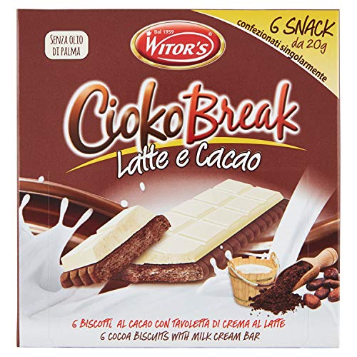 Witor's Cioko Break Cioccolato al Latte Kekse mit Milch Schokoriegel 120g Jede Packung Enthält 6 Einzeln Verpackte Snacks von 20g von Italian Gourmet E.R.