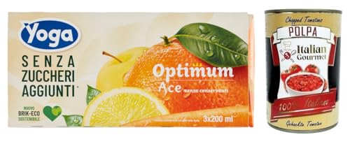 Yoga Succhi di Frutta Optimum Ace,Fruchtsäft Geschmack Apfel, Orangen, Karotten und Zitronen,Ohne Zuckerzusatz, Alkoholfreies Erfrischungsgetränk 3x200ml + Italian Gourmet Polpa di Pomodoro 400g Dose Yoga Succhi di Frutta Optimum Ace,Fruchtsäft Geschmack Apfel, Orangen, Karotten und Zitronen,Ohne Zuckerzusatz, Alkoholfreies Erfrischungsgetränk 3x200ml + Italian Gourmet Polpa di Pomodoro 400g Dose von Italian Gourmet E.R.