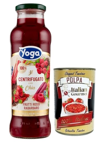 Yoga il Centrifugato con Chia,Fruchtkonzentrat mit Chia, Roten Früchten und Rhabarber,Fruchtsaft Ohne Zuckerzusatz,680ml Glasflasche + Italian Gourmet Polpa di Pomodoro 400g Dose Yoga il Centrifugato con Chia,Fruchtkonzentrat mit Chia, Roten Früchten und Rhabarber,Fruchtsaft Ohne Zuckerzusatz,680ml Glasflasche + Italian Gourmet Polpa di Pomodoro 400g Dose von Italian Gourmet E.R.