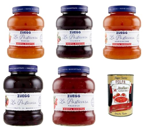 Zuegg La Pasticceria Testpaket , Marmelade Konfitüre Brotaufstriche Italien 5x 700 g + Italian Gourmet polpa 400g von Italian Gourmet E.R.