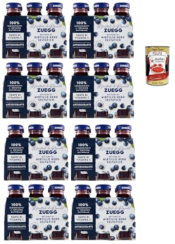 Zuegg Nettare di Mirtillo Nero, Heidelbeer-Nektar, Heidelbeersaft, Erfrischendes alkoholfreies Getränk, 48x 125ml Einweg-Glasflasche + Italian Gourmet polpa 400g Zuegg Nettare di Mirtillo Nero, Heidelbeer-Nektar, Heidelbeersaft, Erfrischendes alkoholfreies Getränk, 48x 125ml Einweg-Glasflasche + Italian Gourmet polpa 400g von Italian Gourmet E.R.