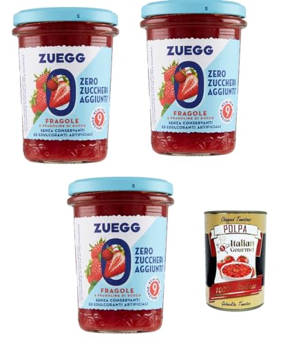 Zuegg Zero Fragole, Erdbeeren Marmelade Jam Ohne Zuckerzusatz,Frei von Konservierungsstoffen 3x 220g Glas + Italian Gourmet Polpa di Pomodoro 400g Dose Zuegg Zero Fragole, Erdbeeren Marmelade Jam Ohne Zuckerzusatz,Frei von Konservierungsstoffen 3x 220g Glas + Italian Gourmet Polpa di Pomodoro 400g Dose von Italian Gourmet E.R.
