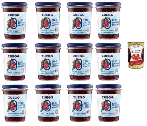 Zuegg Zero Frutti di bosco, Beeren Marmelade Jam Ohne Zuckerzusatz, Frei von Konservierungsstoffen 12x 220g Glas + Italian Gourmet Polpa di Pomodoro 400g Dose Zuegg Zero Frutti di bosco, Beeren Marmelade Jam Ohne Zuckerzusatz, Frei von Konservierungsstoffen 12x 220g Glas + Italian Gourmet Polpa di Pomodoro 400g Dose von Italian Gourmet E.R.