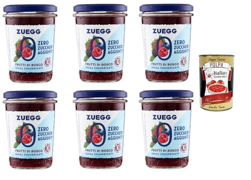 Zuegg Zero Frutti di bosco, Beeren Marmelade Jam Ohne Zuckerzusatz, Frei von Konservierungsstoffen 6x 220g Glas + Italian Gourmet Polpa di Pomodoro 400g Dose Zuegg Zero Frutti di bosco, Beeren Marmelade Jam Ohne Zuckerzusatz, Frei von Konservierungsstoffen 6x 220g Glas + Italian Gourmet Polpa di Pomodoro 400g Dose von Italian Gourmet E.R.