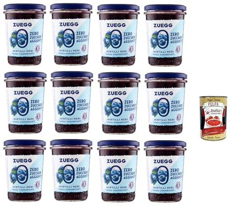 Zuegg Zero Mirtilli, Blaubeeren Marmelade Jam Ohne Zuckerzusatz,Frei von Konservierungsstoffen 12x 220g Glas + Italian Gourmet Polpa di Pomodoro 400g Dose Zuegg Zero Mirtilli, Blaubeeren Marmelade Jam Ohne Zuckerzusatz,Frei von Konservierungsstoffen 12x 220g Glas + Italian Gourmet Polpa di Pomodoro 400g Dose von Italian Gourmet E.R.