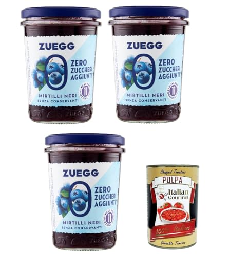 Zuegg Zero Mirtilli, Blaubeeren Marmelade Jam Ohne Zuckerzusatz,Frei von Konservierungsstoffen 3x 220g Glas + Italian Gourmet Polpa di Pomodoro 400g Dose Zuegg Zero Mirtilli, Blaubeeren Marmelade Jam Ohne Zuckerzusatz,Frei von Konservierungsstoffen 3x 220g Glas + Italian Gourmet Polpa di Pomodoro 400g Dose von Italian Gourmet E.R.