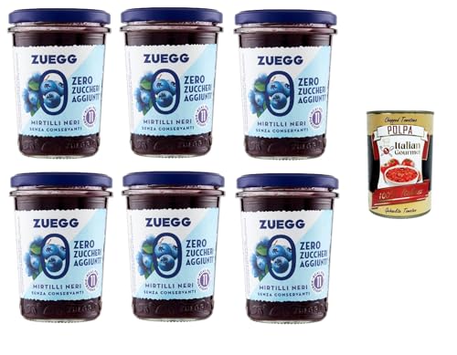 Zuegg Zero Mirtilli, Blaubeeren Marmelade Jam Ohne Zuckerzusatz,Frei von Konservierungsstoffen 6x 220g Glas + Italian Gourmet Polpa di Pomodoro 400g Dose Zuegg Zero Mirtilli, Blaubeeren Marmelade Jam Ohne Zuckerzusatz,Frei von Konservierungsstoffen 6x 220g Glas + Italian Gourmet Polpa di Pomodoro 400g Dose von Italian Gourmet E.R.