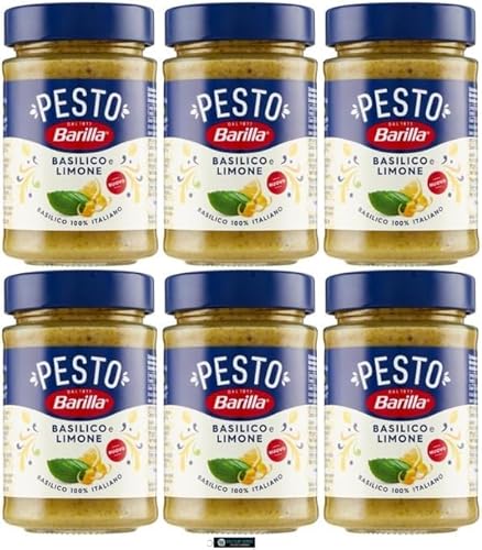 Barilla Pesto Basilico e Limone, Italienische Basilikum-Zitronen-Sauce, 6 x 190g, + keyring italy shop service Barilla Pesto Basilico e Limone, Italienische Basilikum-Zitronen-Sauce, 6 x 190g, + keyring italy shop service von Italy Shop Service