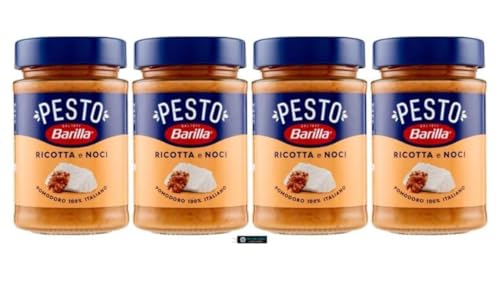 Barilla Pesto Ricotta e Noci, Italienische Nudelsauce mit Ricotta und Walnüssen, 4 x 190 g, + keyring italy shop service Barilla Pesto Ricotta e Noci, Italienische Nudelsauce mit Ricotta und Walnüssen, 4 x 190 g, + keyring italy shop service von Italy Shop Service