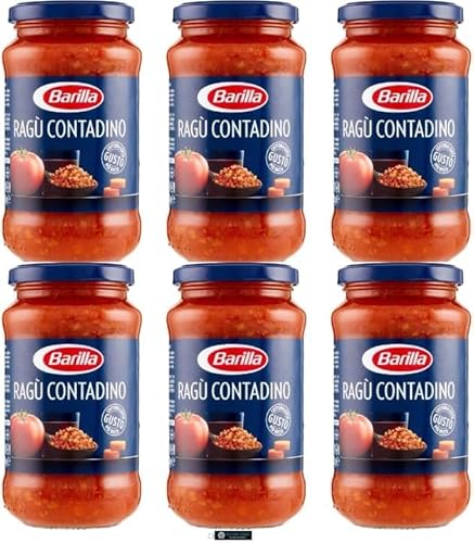 Barilla Ragù Contadino Tomatensauce mit Rotwein, 6 x 400g, Italienisches Produkt, + keyring italy shop service Barilla Ragù Contadino Tomatensauce mit Rotwein, 6 x 400g, Italienisches Produkt, + keyring italy shop service von Italy Shop Service