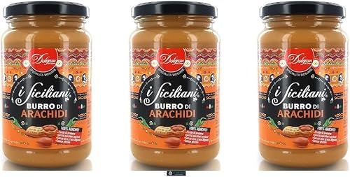 I Siciliani Burro di Arachidi, Erdnussbutter, 3er Set, 300g pro Glas, Sizilianische Spezialität, + keyring italy shop service von Italy Shop Service