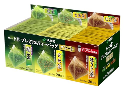 Itoen - Premium Tea Bag Set 60 packs : Ryokucha (Sencha Green tea), Houjicha, Genmaicha per 20 bags von Itoen Japan