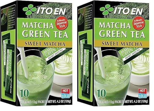 ITO EN Instant-Matcha-Pulver – Gesüßtes Matcha-Teepulver in Sachets à 12 g (10 Stück pro Packung) – 1 x 120 g (Packung mit 2) von Itoen Japan