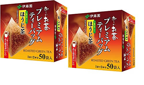 Itoen O ～ i Ocha Premium Hojicha Tee, Japanischer gerösteter Grüntee Hojicha, 1,8g Teebeutel, Packung mit 2 Boxen (insgesamt 100 Beutel), Hergestellt in Japan von Itoen Japan